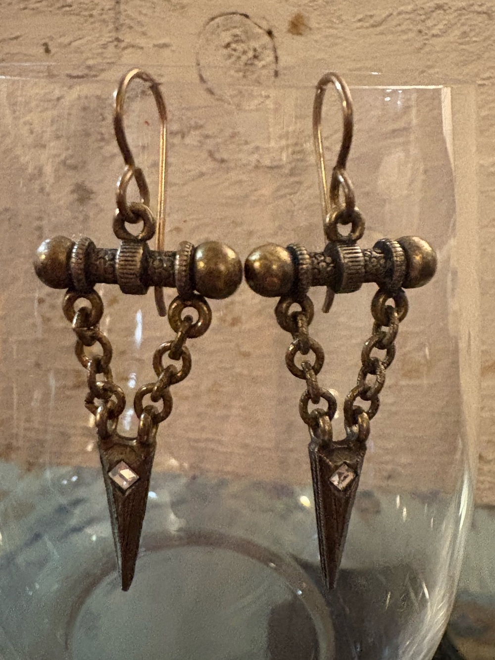 Patricia Locke Stamped Vintage-Style Gold Tone Drop Earrings, Like New!